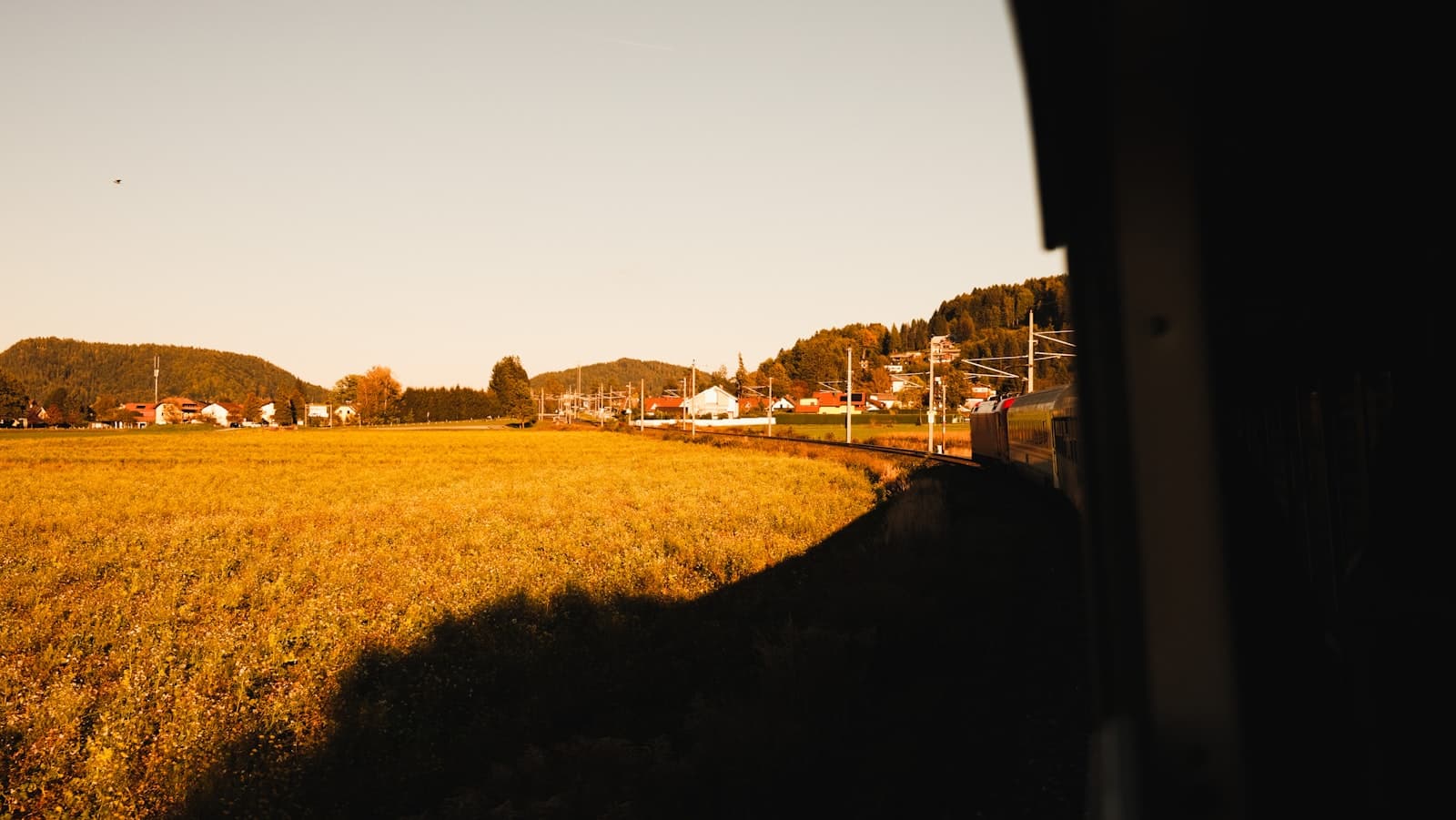 A landscape seen from a train window